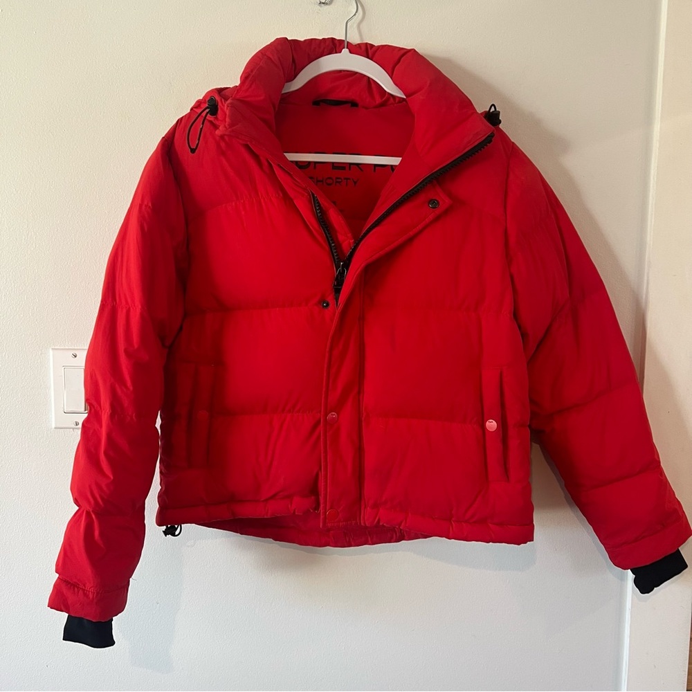 Aritzia TNA Red The Super Puffer Shorty Jacket Women’s XS Premium Goose Down